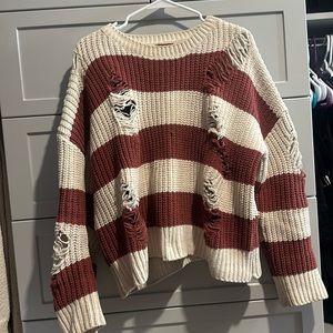 Distressed super soft chunky crew neck sweater